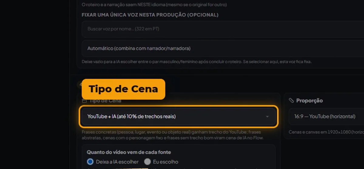 AutoPilot: campo Tipo de Cena com YouTube + IA