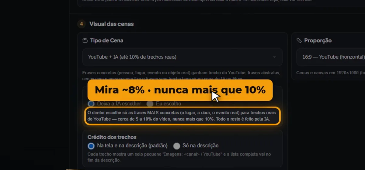 Modo YouTube + IA: Deixa a IA escolher mira cerca de 8%